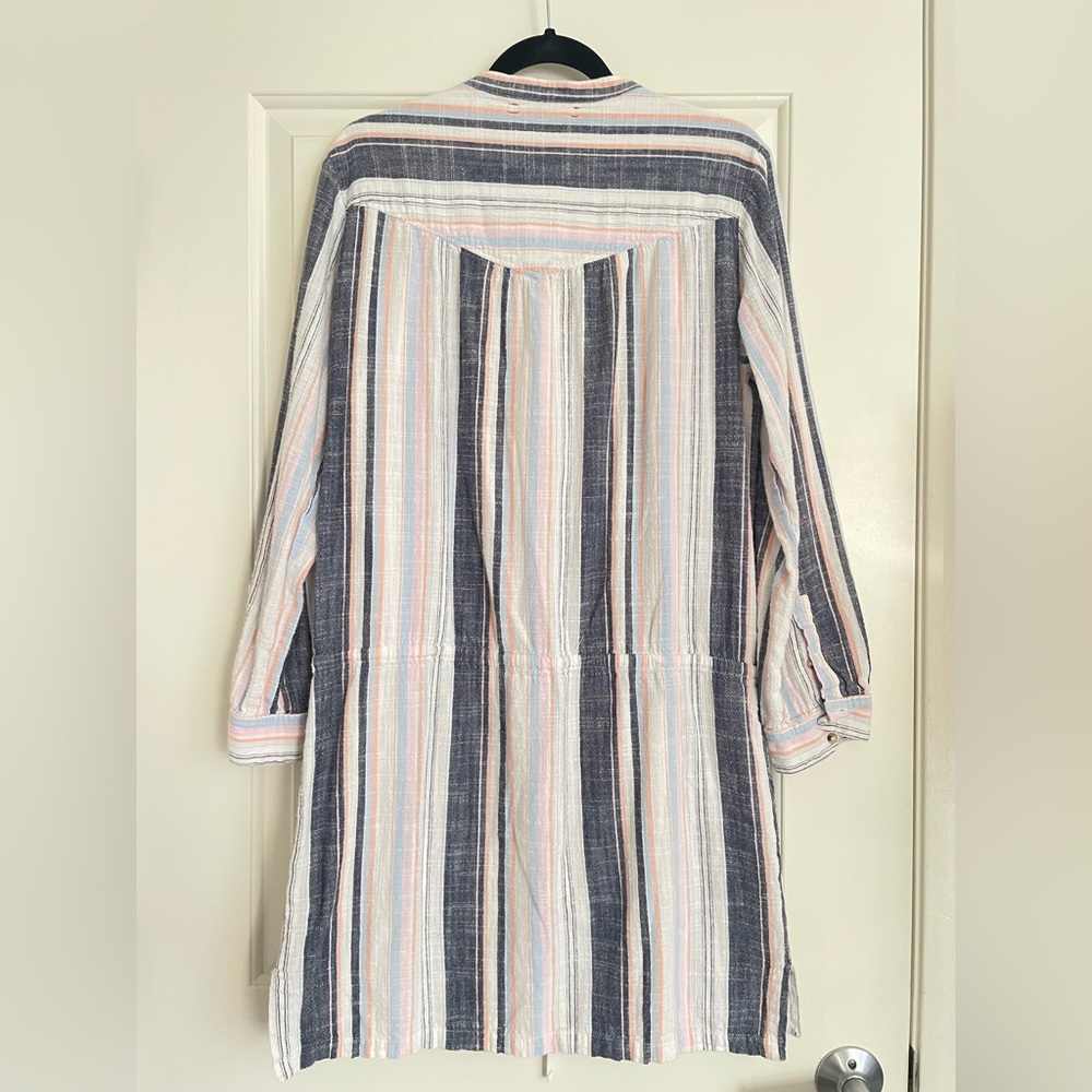 Xirena | Emersyn 100% Cotton Drawstring Waist Resort Beach Stripe Dress medium - Picture 3 of 6